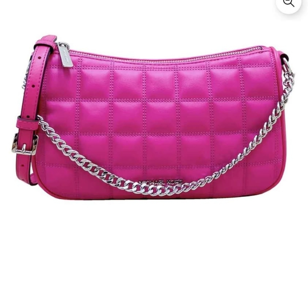 Michael Kors Pink Dragonfruit Quilted Shoulder Bag